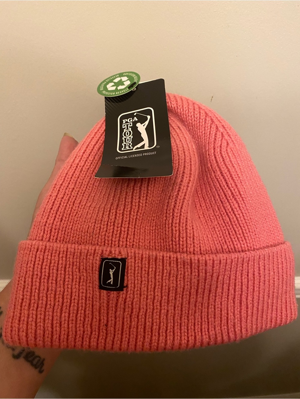 PGA Tour Coral Ribbed Knit Cuff Beanie